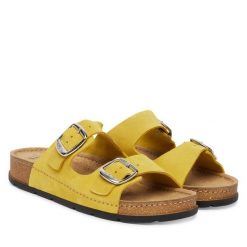 Klapki Scholl. Żółte klapki Scholl, bez wzorów, bez obcasa, bez zapięcia. Za 394.99 zł.