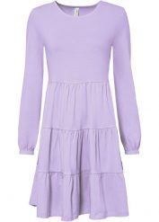 Sukienka shirtowa z falbanami. Niebieskie sukienki bonprix, bez wzorów, bez kołnierzyka, bez ramiączek. Za 94.99 zł.