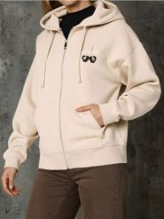Rozpinana bluza z kapturem - beżowy. Brązowe bluzy z kapturem Sinsay, l, bez wzorów, z kapturem, do biegania. Za 49.99 zł.