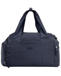 Torba sportowa WINGS SOLENNE z kieszenią na buty i pasem na walizkę NAVY BLUE. Niebieskie buty treningowe Wings, bez wzorów, z materiału, na ramię. Za 129.90 zł.