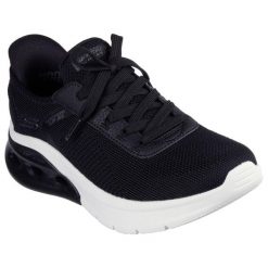 Buty sportowe damskie Skechers Bobs Arc Waves 2.0. Czarne buty sportowe lifestyle Skechers, bez wzorów, z dzianiny, casualowe, bez zapięcia. Za 390.00 zł.