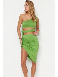 Trendyol 2-częściowy zestaw w kolorze zielonym rozmiar: XL. Zielone spódnice Trendyol, xl, bez wzorów, midi. Za 61.75 zł.