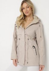Beżowa Kurtka Parka Dwustronna Korilea. Brązowe płaszcze Born2be, l, bez wzorów, eleganckie, bez kaptura. W wyprzedaży za 220.99 zł.