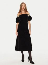 Eleh Sukienka koktajlowa E00202 Czarny Regular Fit. Czarne sukienki Eleh, xs, bez wzorów, z syntetyku, wizytowe, bez kołnierzyka, bez ramiączek. Za 519.99 zł.