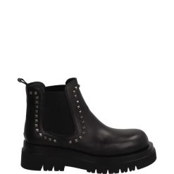 SZTYBLETY DAMSKIE H9 VITELLO NERO. Botki Venezia, bez wzorów, ze skóry, bez obcasa, bez zapięcia. Za 249.00 zł.