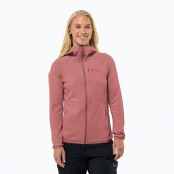 Bluza polarowa damska Jack Wolfskin Kolbenberg Hooded Fz. Czerwone bluzy z polaru Jack Wolfskin, bez wzorów, z polaru. Za 439.99 zł.