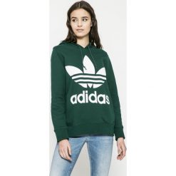 Adidas Originals - Bluza. Zielone bluzy adidas Originals, bez wzorów, z bawełny, z kapturem. W wyprzedaży za 219.90 zł.