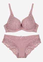 Jasnofioletowy Koronkowy Komplet Majtki Figi i Biustonosz Eziselle. Fioletowe figi Renee, bez wzorów, z jeansu. Za 39.99 zł.