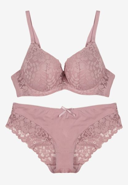 Jasnofioletowy Koronkowy Komplet Majtki Figi i Biustonosz Eziselle. Fioletowe figi Renee, bez wzorów, z jeansu. Za 39.99 zł.
