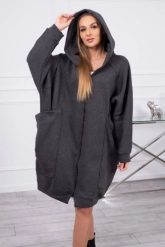 Bluza ocieplana oversize grafitowa. Szare bluzy KESI, l, bez wzorów, z bawełny, bez ramiączek, bez kaptura. Za 334.56 zł.