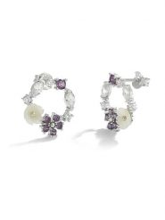 Miu Silver Srebrne kolczyki-wkrętki z cyrkoniami i masą perłową rozmiar: onesize. Różowe kolczyki Miu Silver, z cyrkonią, srebrne. Za 139.87 zł.