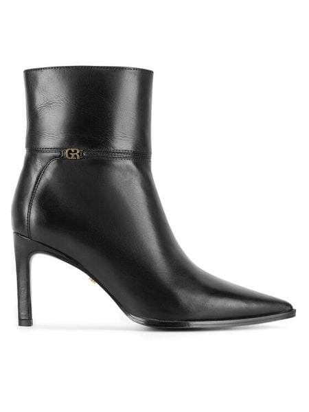 Gino Rossi Botki LUIZA-116040 Czarny. Czarne botki Gino Rossi, bez wzorów, ze skóry, bez obcasa, na szpilce, bez zapięcia. Za 429.99 zł.