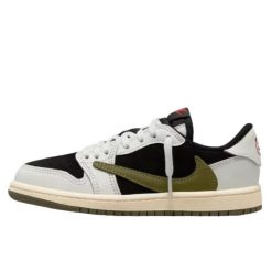Buty do chodzenia dla dorosłych Air Jordan 1 Low Travis Scott Olive. Białe buty sportowe lifestyle Jordan, bez wzorów, sportowe, bez zapięcia. Za 4,234.05 zł.