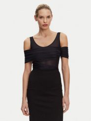 PINKO Body Bella 104832 A2H1 Czarny Regular Fit. Czarne body i gorsety Pinko, bez wzorów, z syntetyku, bez ramiączek. Za 529.99 zł.