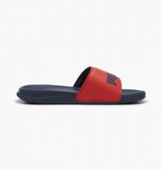 Klapki unisex Puma Popcat 20. Czerwone klapki Puma, bez wzorów, bez obcasa, bez zapięcia. Za 59.99 zł.