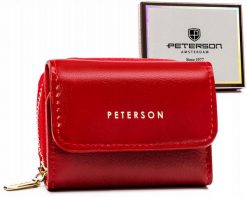 Portfel damski Peterson PTN 011-F czerwony. Czerwone portfele Peterson, bez wzorów, ze skóry ekologicznej. Za 54.00 zł.