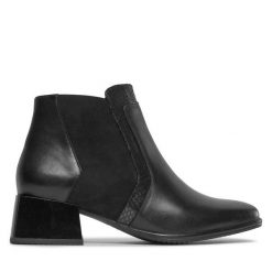 Botki Caprice. Czarne botki Caprice, bez wzorów, bez obcasa, na słupku, bez zapięcia. Za 279.99 zł.