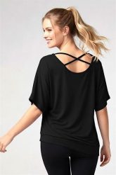 Bluzka do tańca i fitness damska Kizomba black 2skin. Czarne t-shirty sportowe 2SkIN, bez wzorów, z dresówki, bez ramiączek, na fitness i siłownię. Za 129.00 zł.