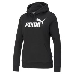 Damska bluza z kapturem z logo Essentials PUMA Black. Czarne bluzy z kapturem Puma, na zimę, xs, bez wzorów, z kapturem. Za 161.50 zł.