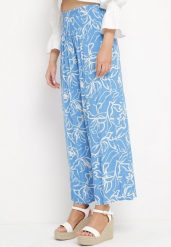 Niebieskie Wiskozowe Spodnie Szerokie we Florystyczny Wzór Seridwen. Niebieskie jeansy Born2be, na lato, l, bez wzorów, z jeansu. Za 59.99 zł.