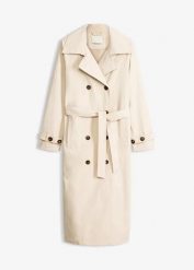 Trencz z podszewką. Brązowe płaszcze bonprix, bez wzorów, eleganckie, bez kaptura. Za 229.99 zł.