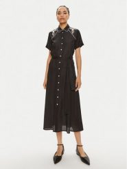 Pinko Sukienka koszulowa Encanto 103745 A1XM Czarny Regular Fit. Czarne sukienki Pinko, bez wzorów, z syntetyku, bez kołnierzyka, bez ramiączek, koszulowe. Za 519.99 zł.