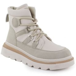 Botki damskie na platformie beżowe NEWS 9247. Brązowe botki NEWS, bez wzorów, ze skóry ekologicznej, eleganckie, bez obcasa, na platformie, bez zapięcia. Za 79.99 zł.