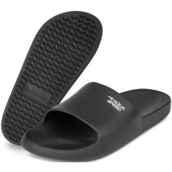 Klapki basenowe Aqua Speed Ohio. Czarne klapki Aqua-Speed, bez wzorów, sportowe, bez obcasa, bez zapięcia. Za 59.99 zł.