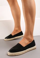 Czarne Espadryle na Płaskiej Podeszwie Ozdobione Plecionką Feritellia. Czarne espadryle Born2be, bez wzorów, klasyczne, bez obcasa, na płaskiej podeszwie. W wyprzedaży za 72.24 zł.