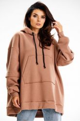Bluza damska oversize z kapturem bawełna premium beżowa. Brązowe bluzy Infinite You, l, z aplikacjami, z bawełny, eleganckie, bez ramiączek, z kapturem. Za 299.00 zł.