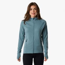 Bluza turystyka damska Swedemount Ultra Light Tech Midlayer Hood szybkoschnąca. Niebieskie bluzy SWEDEMOUNT, bez wzorów, bez ramiączek, bez kaptura. W wyprzedaży za 222.00 zł.