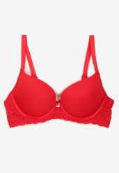 Czerwony Biustonosz Full Cup z Efektem Push-Up Zdobiony Koronką Militi. Czerwone biustonosze Renee, z aplikacjami, z koronki. W wyprzedaży za 27.99 zł.