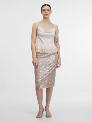 Orsay Top w kolorze kremowym rozmiar: XL. Brązowe topy Orsay, xl, bez wzorów, bez kołnierzyka, bez ramiączek. Za 26.44 zł.