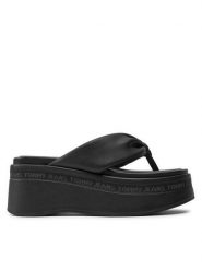Tommy Jeans Japonki Tjw Wedge Sandal EN0EN02457 Czarny. Czarne japonki Tommy Jeans, bez wzorów, z jeansu. Za 239.99 zł.