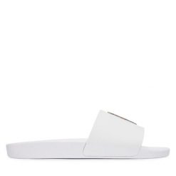 Klapki Polo Ralph Lauren. Białe klapki Polo Ralph Lauren, bez wzorów, bez obcasa, bez zapięcia. Za 379.99 zł.