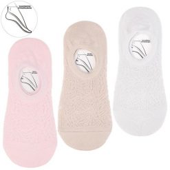 Eleganckie Stopki Damskie Moraj Mix Kolor 3 Pary. Szare skarpetki Moraj, w ażurowe wzory. Za 27.99 zł.
