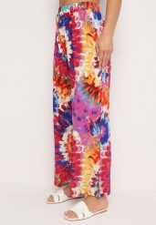 Czerwone Szerokie Spodnie z Wiskozą i Wysokim Stanem ze Wzorem Tie-Dye i Gumką w Pasie Halflea. Czerwone jeansy Born2be, na lato, bez wzorów, z jeansu, z podwyższonym stanem. Za 59.99 zł.