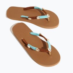 Jasnobrązowe Klapki Japonki Zdobione Elegancką Aplikacją Tanaria. Brązowe japonki Renee, z aplikacjami, z materiału, eleganckie. W wyprzedaży za 55.99 zł.