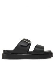 Barbour Klapki Adele LFO0761BK51 Czarny. Czarne klapki Barbour, bez wzorów, ze skóry, bez obcasa, bez zapięcia. Za 319.99 zł.