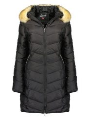 Geographical Norway Płaszcz pikowany "Alodiene" w kolorze czarnym rozmiar: XXL. Czarne płaszcze Geographical Norway, xxl, z aplikacjami, bez kaptura. Za 189.29 zł.