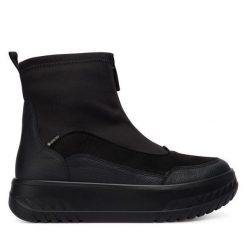 Botki Ara. Czarne botki ara, bez wzorów, z gore-texu, bez obcasa, na płaskiej podeszwie, bez zapięcia. Za 579.99 zł.
