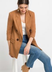 Żakiet. Brązowe marynarki i żakiety bonprix, bez wzorów, eleganckie, bez ramiączek. Za 169.99 zł.