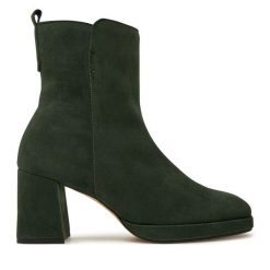 Botki Gabor. Zielone botki Gabor, bez wzorów, bez obcasa, na słupku, bez zapięcia. Za 619.99 zł.