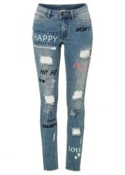Dżinsy skinny, mid waist. Niebieskie jeansy bonprix, bez wzorów, z jeansu, eleganckie. Za 149.99 zł.