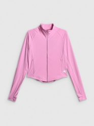 4F Bluza treningowa slim szybkoschnąca damska - różowa M. Czerwone bluzy bez kaptura 4f, m, bez wzorów, ze skóry, bez kaptura, na fitness i siłownię. Za 199.99 zł.