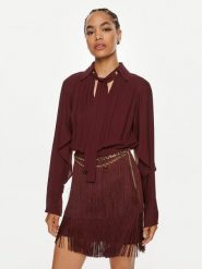 Elisabetta Franchi Sukienka koktajlowa AB-654-46E2 Bordowy Regular Fit. Czerwone sukienki Elisabetta Franchi, bez wzorów, z syntetyku, wizytowe, bez kołnierzyka, bez ramiączek. Za 1,849.00 zł.