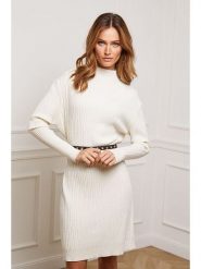 Joséfine Sukienka dzianinowa "Doumbia" w kolorze kremowym rozmiar: S. Brązowe sukienki Joséfine, na co dzień, s, bez wzorów, z dzianiny, bez kołnierzyka, bez ramiączek, midi, proste. Za 197.95 zł.