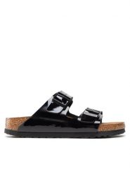 Birkenstock Klapki Arizona 1005292 Czarny. Czarne klapki Birkenstock, bez wzorów, ze skóry, bez obcasa, bez zapięcia. Za 449.99 zł.
