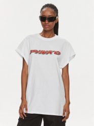 Pinko T-Shirt 103138 A1P7 Biały Relaxed Fit. Białe t-shirty Pinko, m, bez wzorów, z bawełny, bez kołnierzyka, bez ramiączek. Za 309.99 zł.