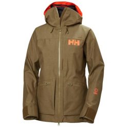 Damska kurtka narciarska Helly Hansen Powderqueen 3.0. Brązowe kurtki narciarskie Helly Hansen, na zimę, l, bez wzorów, z materiału, bez kaptura, narciarskie, primaloft. Za 1,645.45 zł.